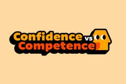 The words 'confidence vs competence' next to the ding mascot.